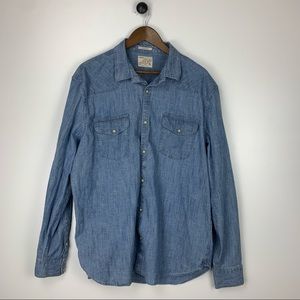 Lucky Brand Men’s Long Sleeve Button Down Shirt Pearl Snap Buttons XL X-Large